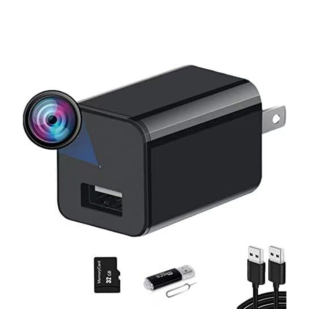 Mini 1080P Spy Camera Charger with 32GB SD Card