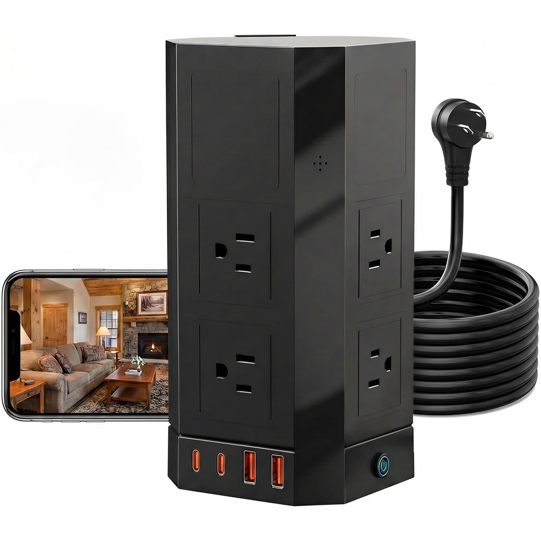 Smart Power Strip Surge Protector & HD Home Security Camera