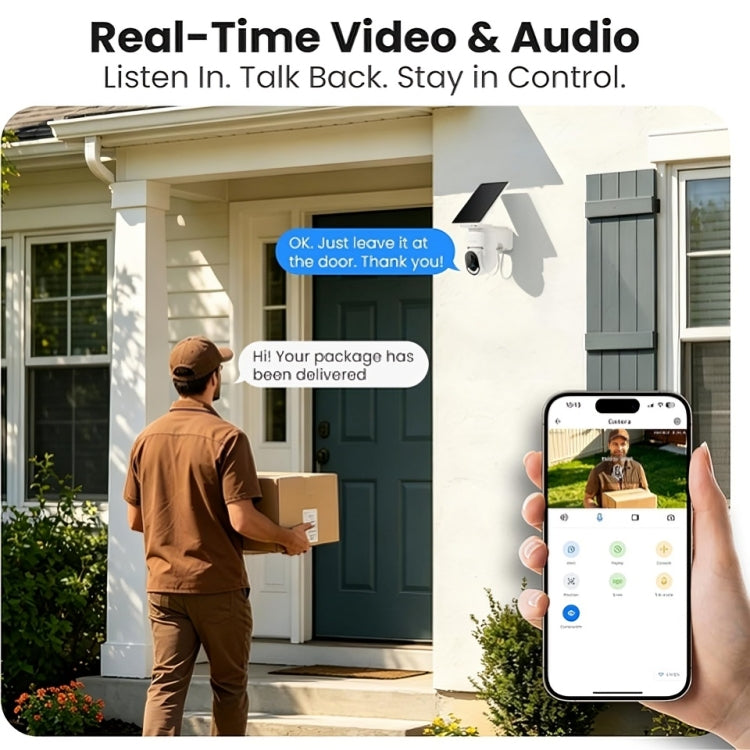 Solar-Powered Outdoor Wireless Security Camera, 2.4GHz Wi-Fi