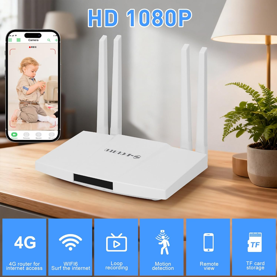 Mini Indoor 4G WiFi Security Camera with Router & Easy Setup