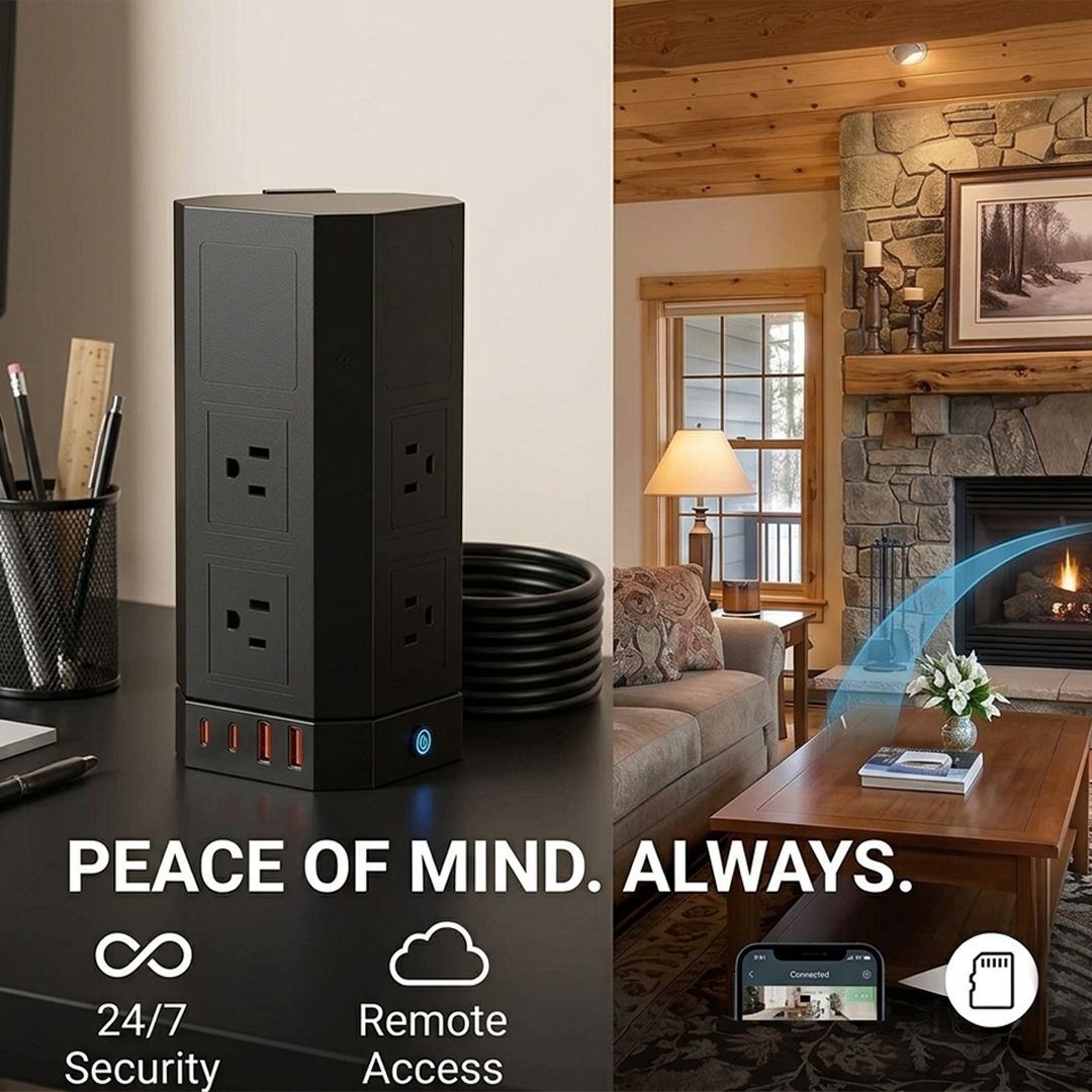 Smart Power Strip Surge Protector & HD Home Security Camera