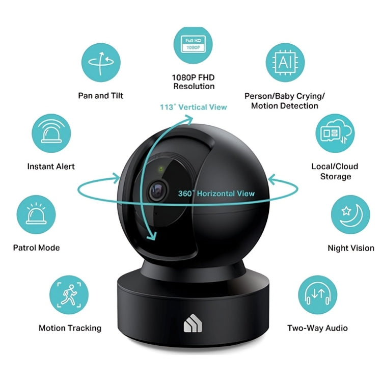 Indoor Pan-Tilt Security Camera for Baby & Pet Monitoring