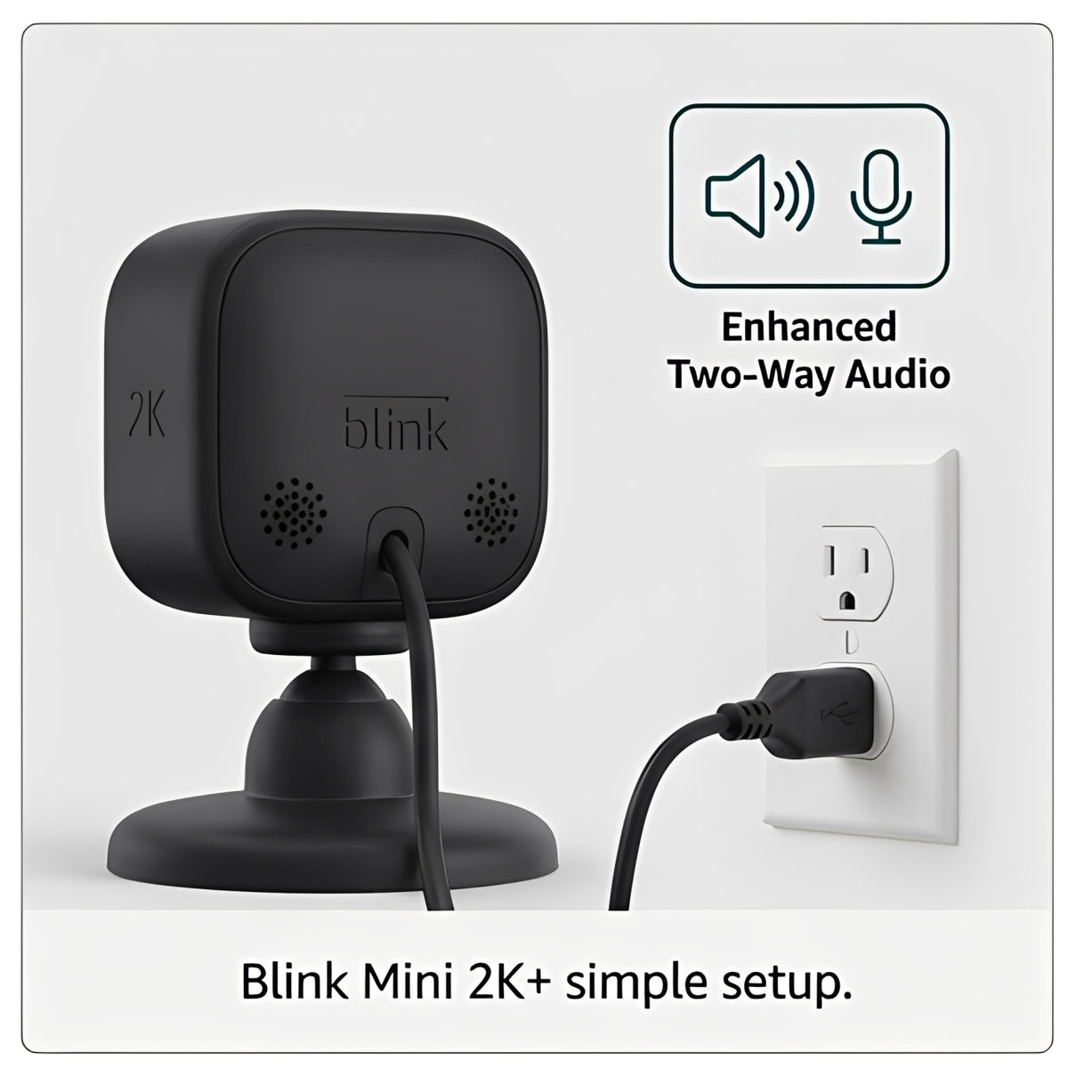 Blink Mini 2K+ Indoor Security Camera with Night Vision & Motion Detection (Black)