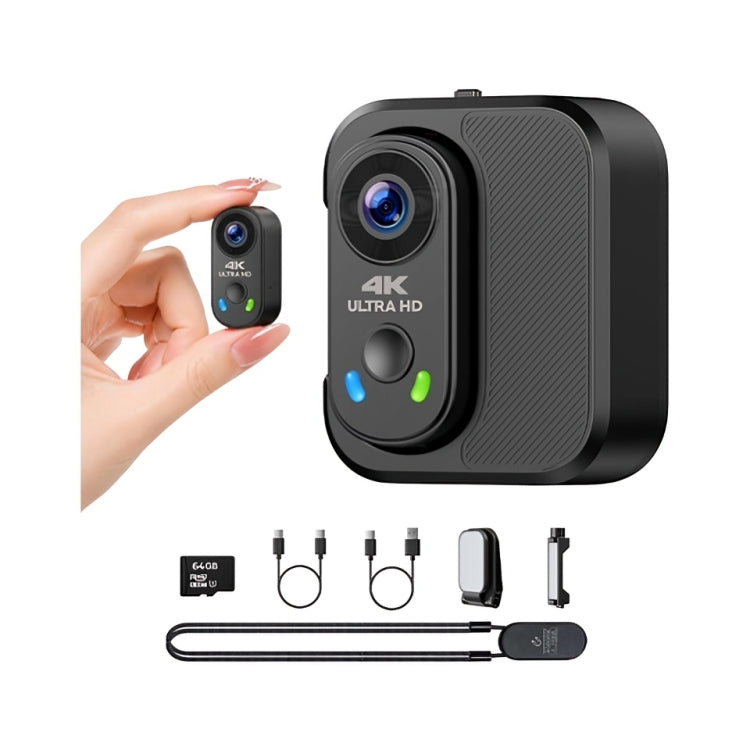 4K Mini Wearable POV Action Camera with WiFi & 64GB Card