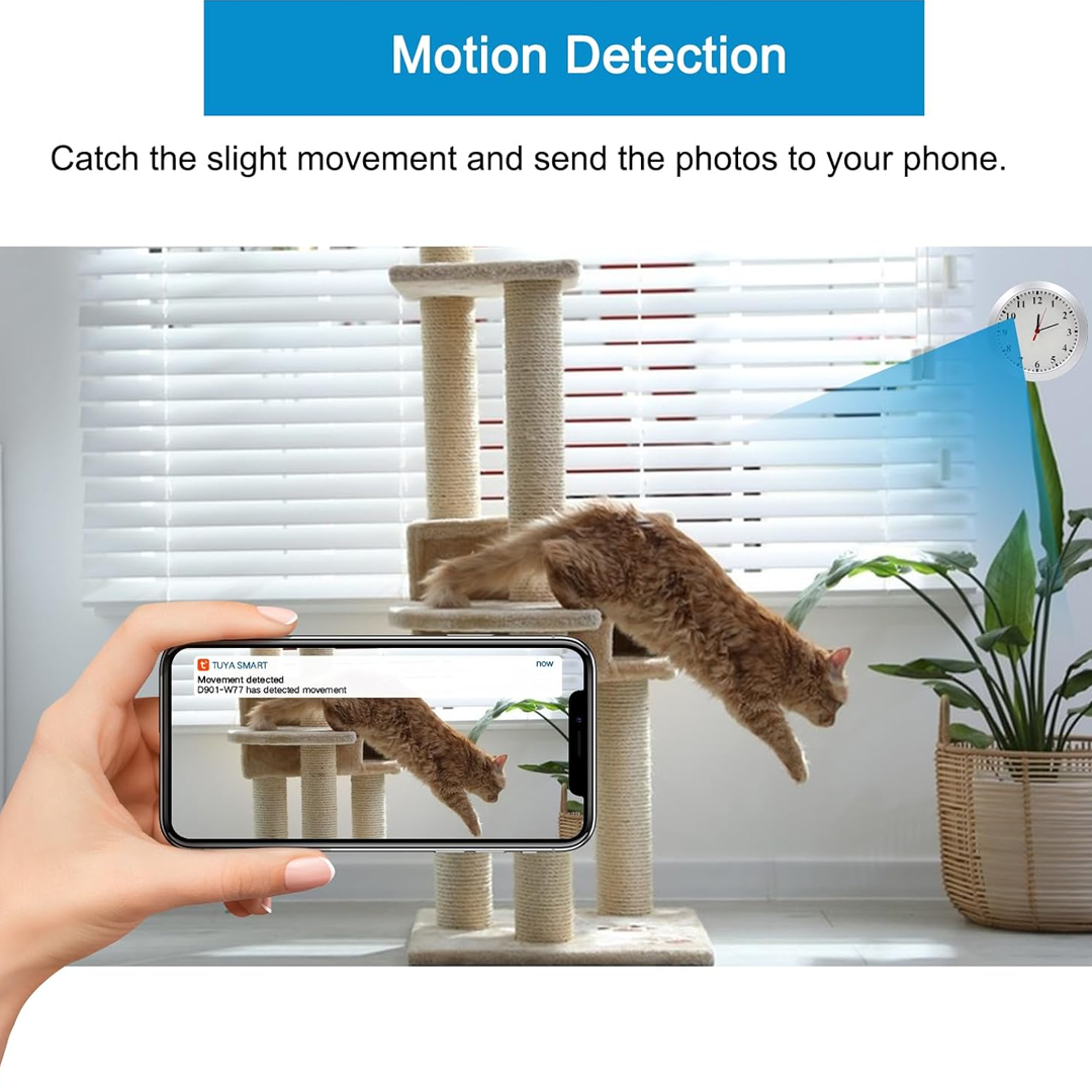 Hidden WiFi Spy Camera Clock – 1080P with Motion Detection