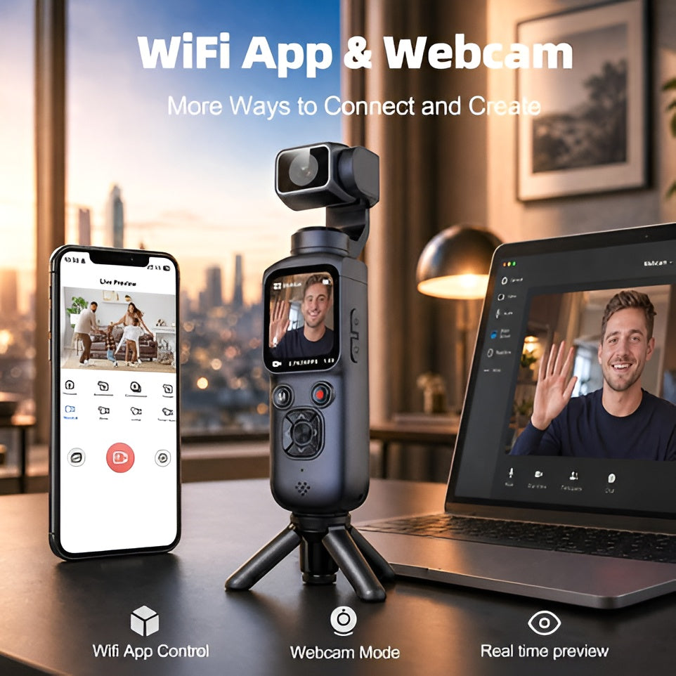 4K Pocket Vlogging Camera with WiFi & Face Tracking