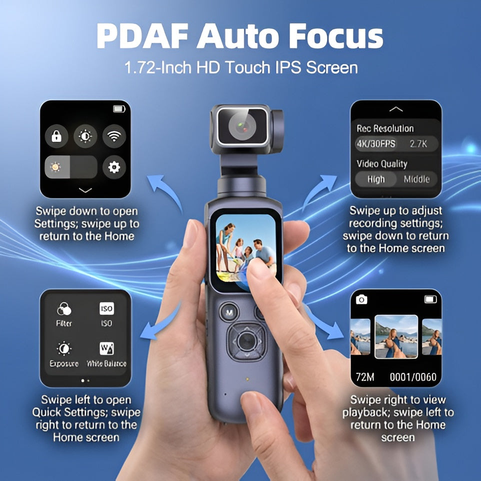 4K Pocket Vlogging Camera with WiFi & Face Tracking