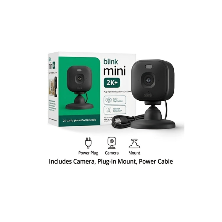 Blink Mini 2K+ Indoor Security Camera with Night Vision & Motion Detection (Black)