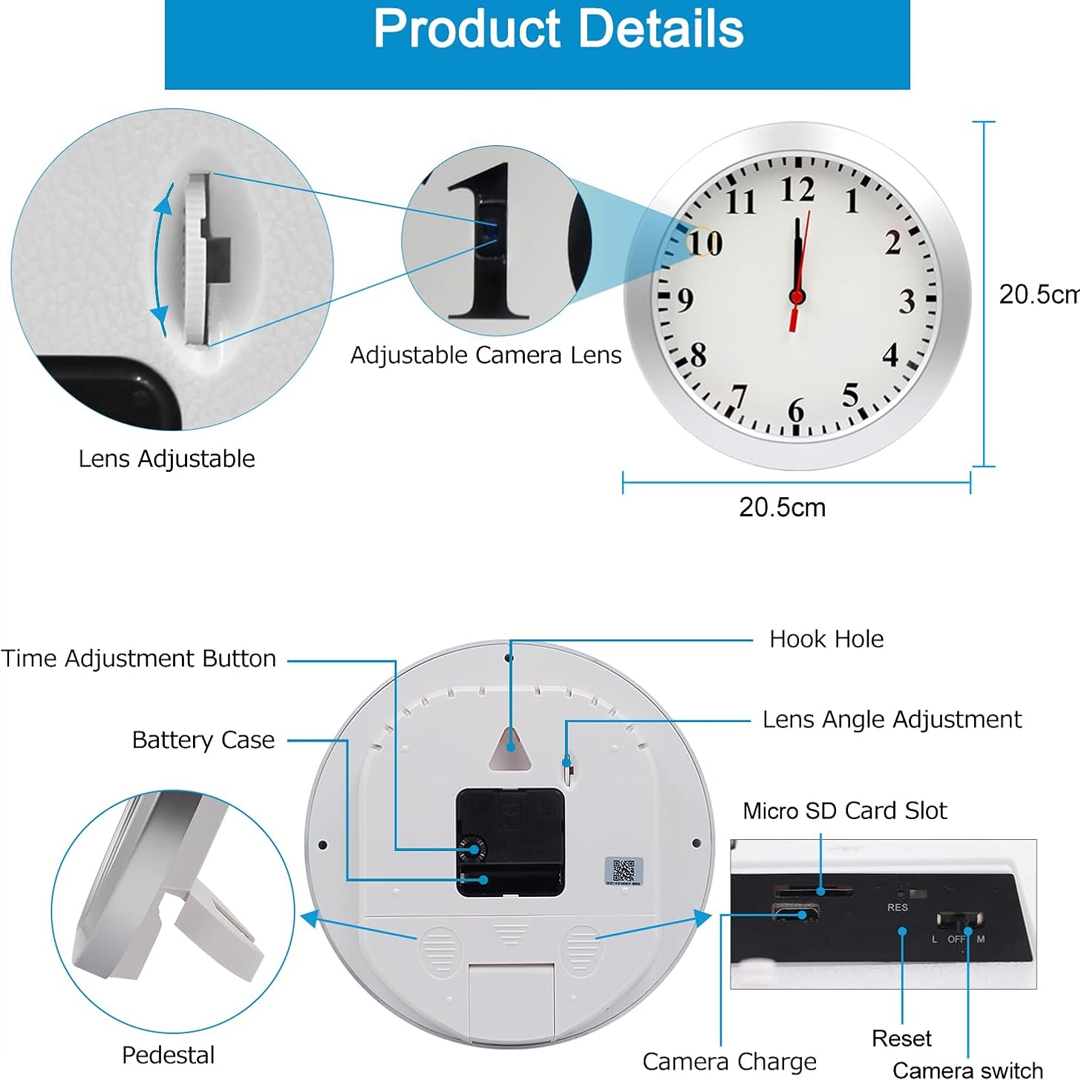 Hidden WiFi Spy Camera Clock – 1080P with Motion Detection